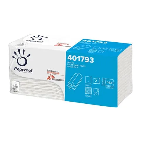 Asciugamani interfogliati piegati a z papernet 2 veli 23x23,5 cm bianco fascetta da 143 fogli art 117712 1