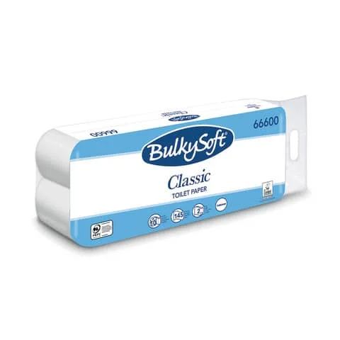 Carta igienica in cellulosa bulkysoft classic 145 strappi 2 veli bianco conf. 10 rotoli art 119775
