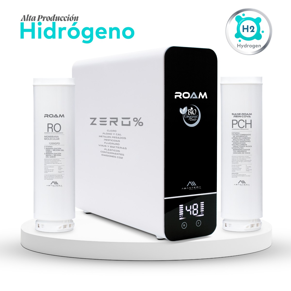 Purificador zero roam detox flujo directo 1200gpd hidrogeno enriquecido